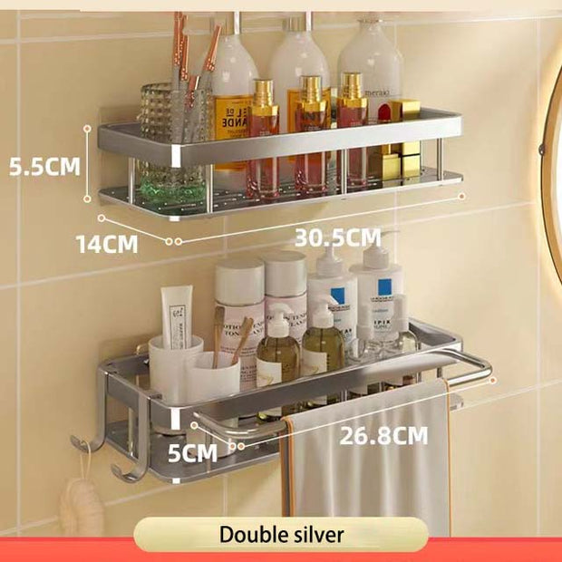 1 or 2 Piece Shower Caddy/ Shower Shelves, No Drill Adhesive Wall Mounted