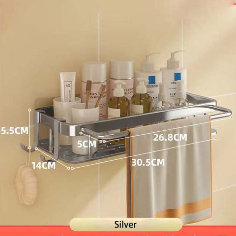 Adhesive Shower Caddy Basket Bathroom Shelf Organiser Wall Mounted Spices  Storage Rack No Drilling Shower Shelf Bath Essentials Makeups Shampoo Holder